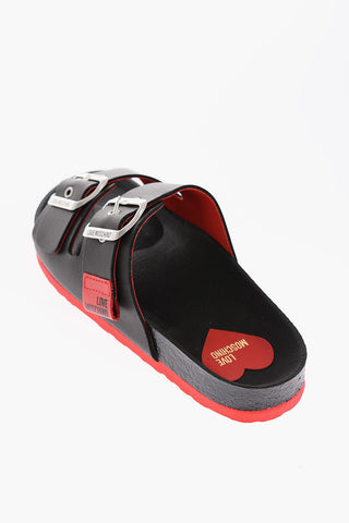 LOVE Sandali in Pelle con Doppia Fibbia e Suola a Contrasto