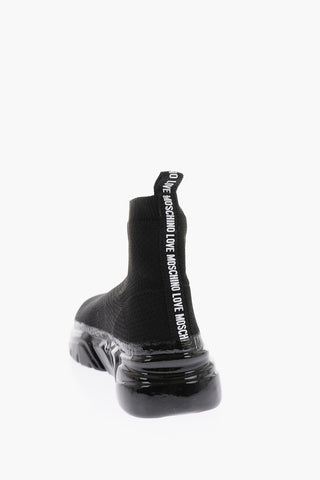 Perforated Fabric RUNNING35 High-Top Sock Sneakers with Intarsio Logo