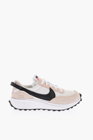 Suede Leather Details WAFFLE DEBUT Low-Top Sneakers with Patch Logo