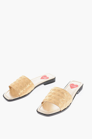 LOVE Hearts Embossed Flat Sandals