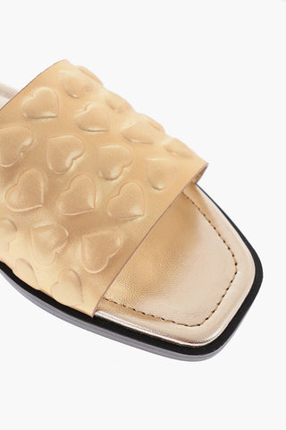 LOVE Hearts Embossed Flat Sandals