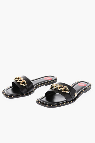 LOVE Golden Details Leather Sandals