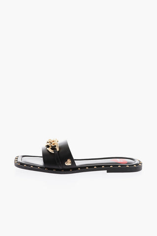 LOVE Golden Details Leather Sandals