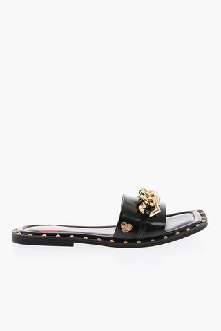 LOVE Golden Studs and Chain FLAT15 Sandals