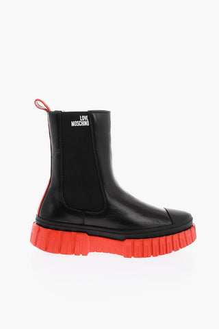 LOVE Contrasting Track Sole Leather Chelsea Boots