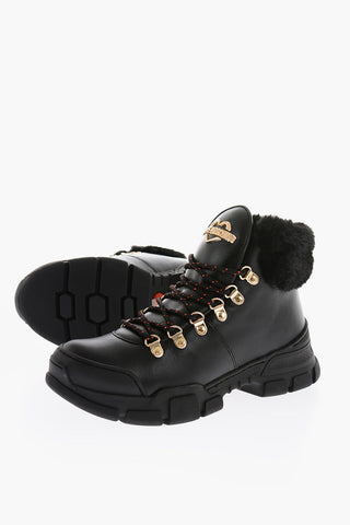 LOVE Stivaletti Trekking TREK45 in Pelle con Dettagli Dorati