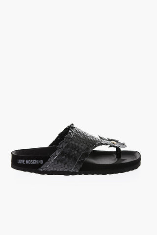 LOVE Braided Motif Thong Sandals