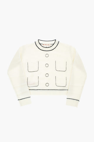 maglia girocollo in lana e cashmere ricamata