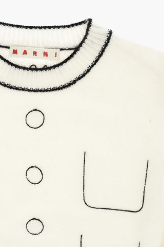 maglia girocollo in lana e cashmere ricamata