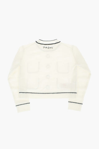maglia girocollo in lana e cashmere ricamata