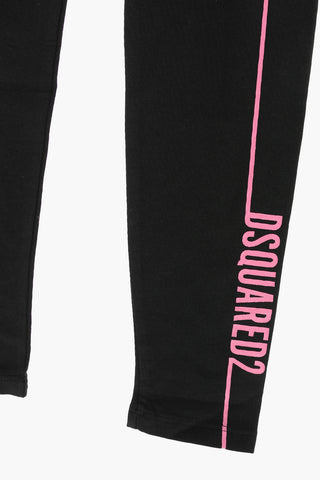 logo printed stretch cotton leggings