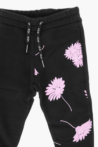 Joggers a 2 tasche con stampa fiori