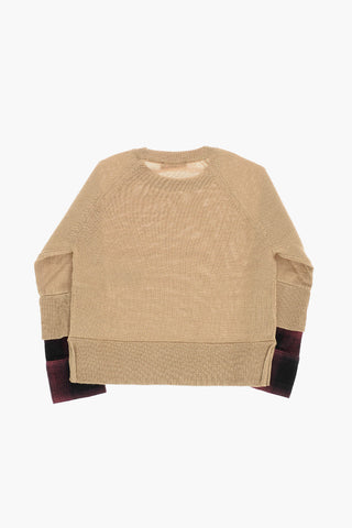 Crewneck Sweater with Tartan Cuffs