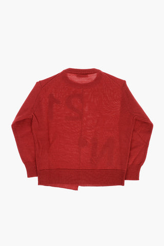 maglia girocollo con logo ricamato
