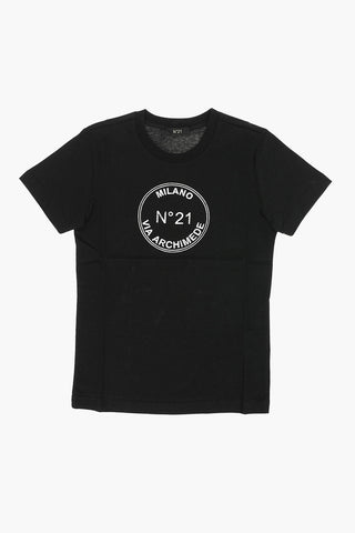Contrasting Printed Logo Crew-neck T-shirt