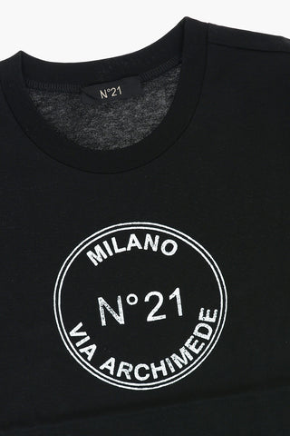 Contrasting Printed Logo Crew-neck T-shirt