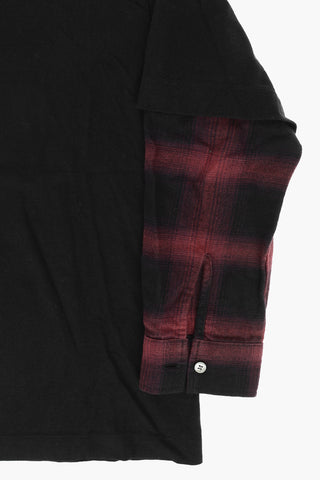 tartan sleeve crew-neck t-shirt