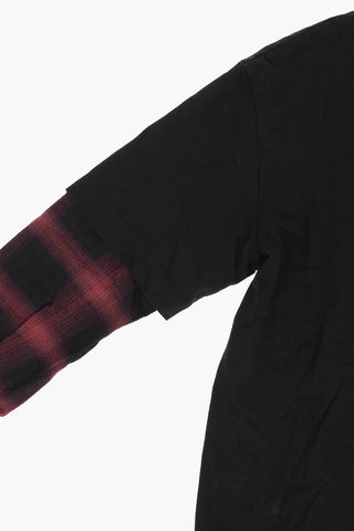 tartan sleeve crew-neck t-shirt