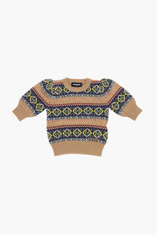 perforated crew-neck sweater