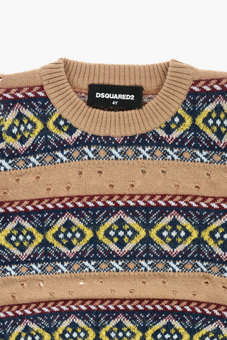 perforated crew-neck sweater