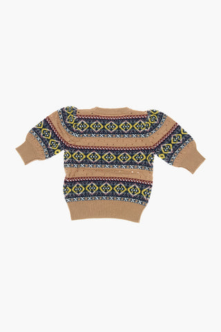 perforated crew-neck sweater