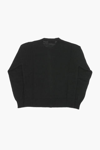 Cardigan Girocollo con Bottoni Perlati e Logo Dorato