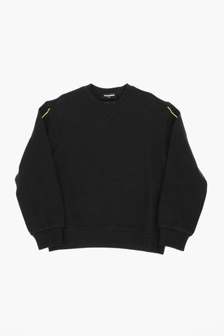 contrasting logo solid color crew-neck sweatshirt