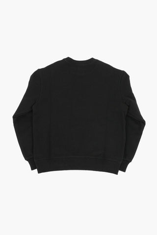 contrasting logo solid color crew-neck sweatshirt