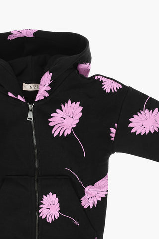 Felpa a 2 tasche con stampa fiori