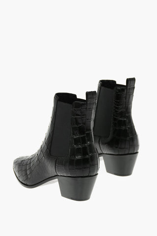5cm Crocodile Effect Leather CROCK Chelsea Booties