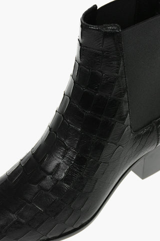 5cm Crocodile Effect Leather CROCK Chelsea Booties