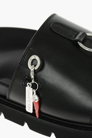 Slides PIERCED PUNK in Pelle con Charm Peperoncino