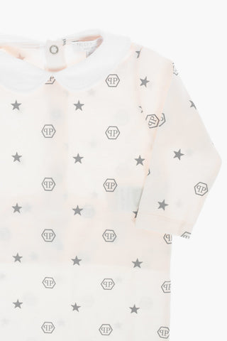 All Over Monogram Romper Suit and Hat BIBI Set