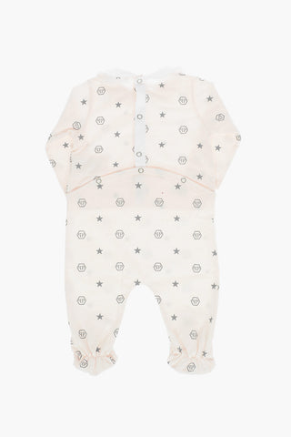 All Over Monogram Romper Suit and Hat BIBI Set