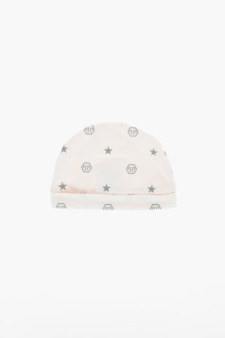 All Over Monogram Romper Suit and Hat BIBI Set