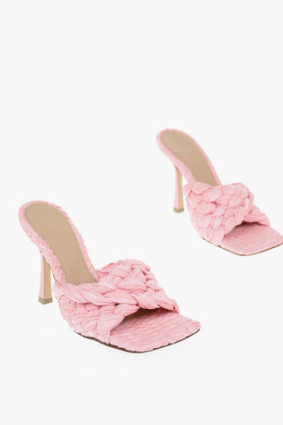 10cm Braided Raffia Mules with Square Toe