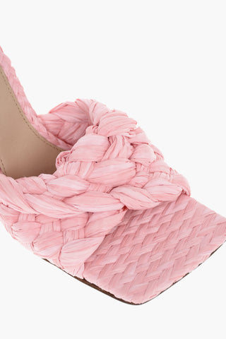 10cm Braided Raffia Mules with Square Toe