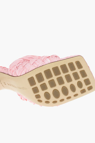 10cm Braided Raffia Mules with Square Toe