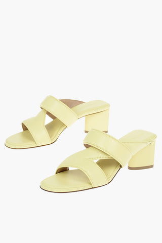 Mules in pelle con Fasce Asimmetriche 6cm