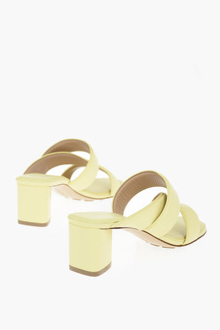 Mules in pelle con Fasce Asimmetriche 6cm