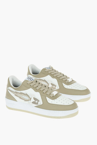 Sneakers Basse ENTERRISE JAPAN in Pelle con Maxi Patch in Rilievo