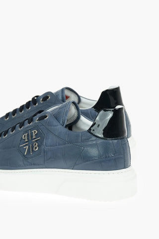 EST.1978 Leather Crocodile Effect Low-Top Sneakers with Contrasting Lace