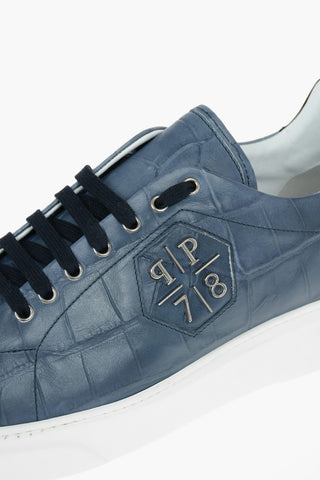 EST.1978 Leather Crocodile Effect Low-Top Sneakers with Contrasting Lace