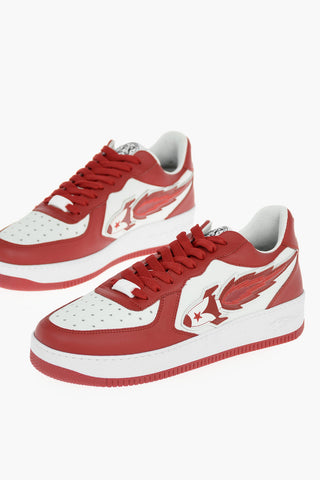 two-tone leather ENTERPRISE JAPAN low-top sneakers with patch