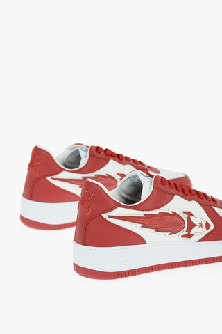 two-tone leather ENTERPRISE JAPAN low-top sneakers with patch