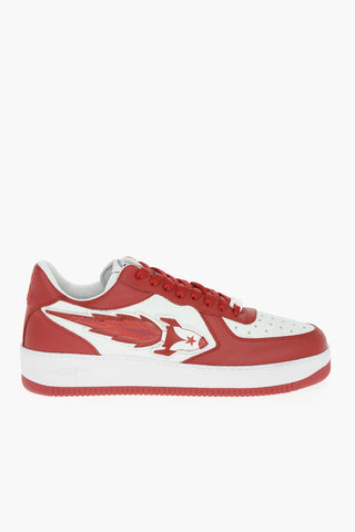 two-tone leather ENTERPRISE JAPAN low-top sneakers with patch