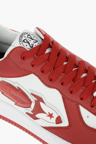 two-tone leather ENTERPRISE JAPAN low-top sneakers with patch