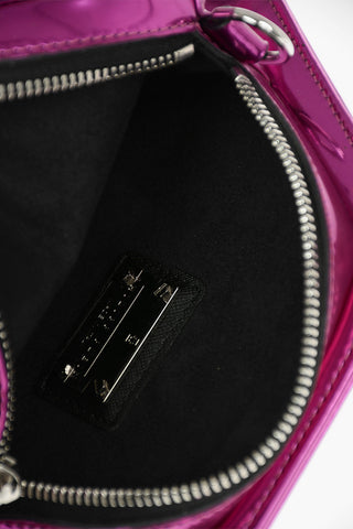 Patent Faux Leather Mini Shoulder Bag with Chain