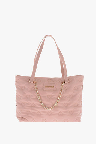 LOVE hearts embossed faux leather shoulder bag