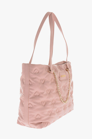 LOVE hearts embossed faux leather shoulder bag